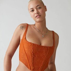 Urban Outfitters Orange Lace Crop Corset Top